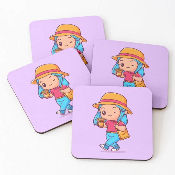 Item preview, Coffee Stroll: Cute Girl with Coffee and Bag Cartoon Vector Icon designed and sold by hjian8219.