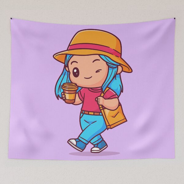 Item preview, Coffee Stroll: Cute Girl with Coffee and Bag Cartoon Vector Icon designed and sold by hjian8219.