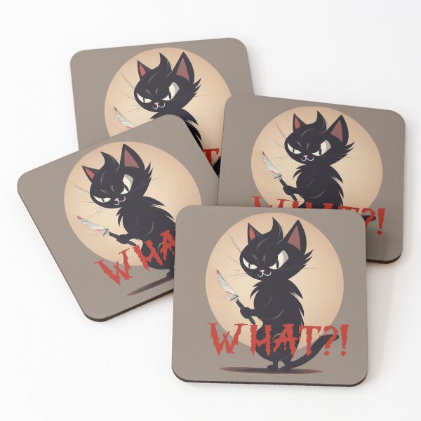 Item preview, Cat What? Funny Black Cat Shirt, Murderous Cat With Knife T-Shirt designed and sold by olympe-store.