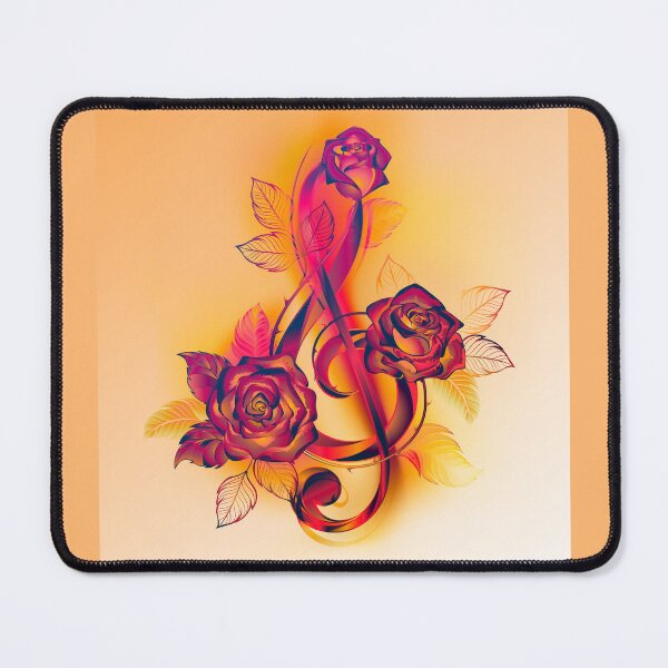 Item preview, Orange floral treble clef designed and sold by Artbellachi.