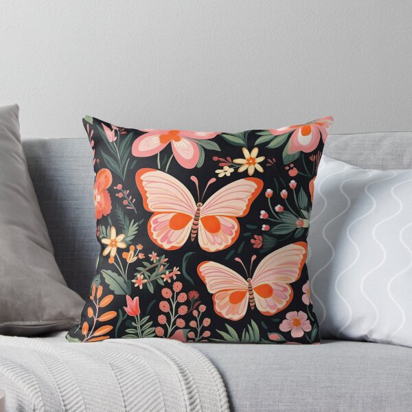Item preview, Butterflies and flowers on black designed and sold by obstinator.