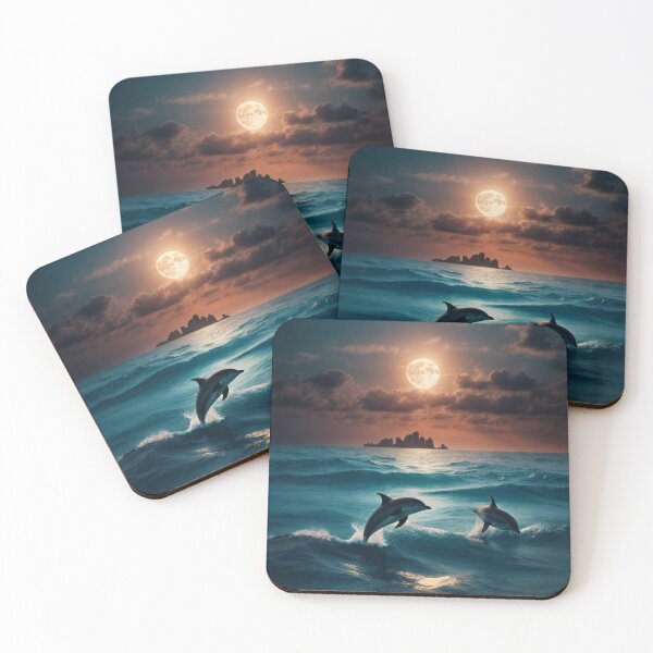 Item preview, Moonlight Dolphins designed and sold by Enchanting Art Vista.