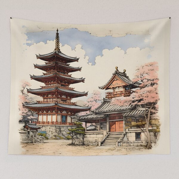 Item preview, Heavenly Temple - Japanese Temple designed and sold by Sakashi-Canvas.