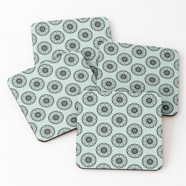 Item preview, Padma Nirvana Pattern - Mint + Coal designed and sold by Irene Estelle.