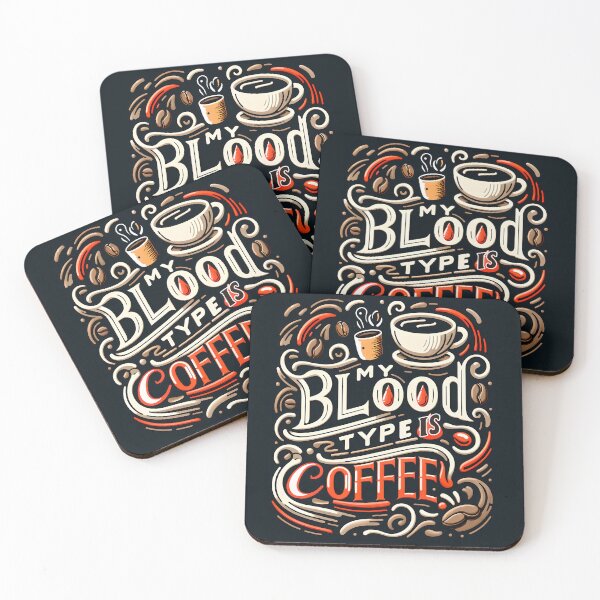 Item preview, My blood type is coffee, typography designed and sold by maxmaj.