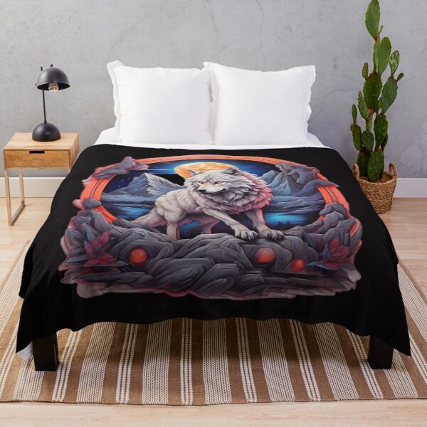 Item preview, Cute white wolf at full moon designed and sold by Promarkets.