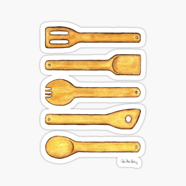 Kitchen Utensils (Yellow) Sticker for Sale by ArtByDecember