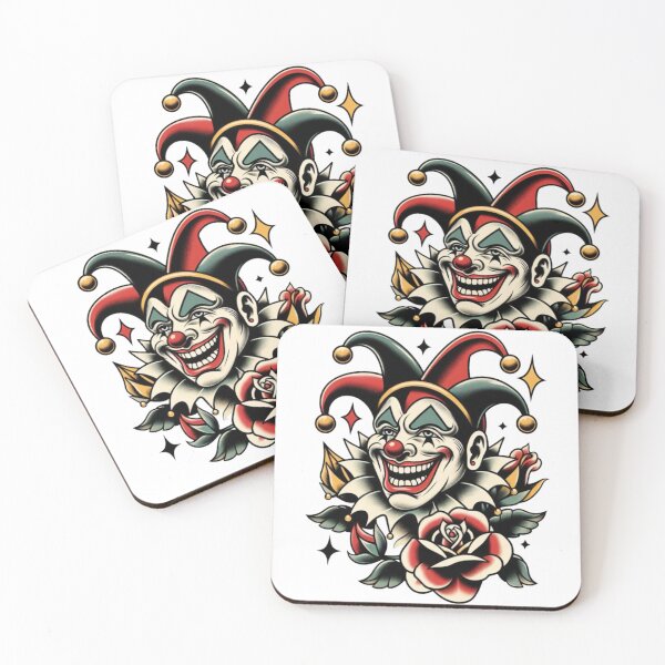 Artikelvorschau, Clown & Rosen Vintage Flash Tattoo Art Design entworfen und verkauft von BrianSaysDesign.