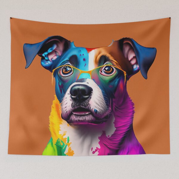 Item preview, Dog wearing glasses with orange eyes designed and sold by Firas Aljazzar.