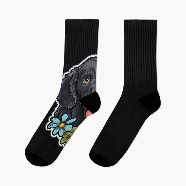 Item preview, Flat-coated Retriever with Flowers designed and sold by CUTEDOGGIEZ.