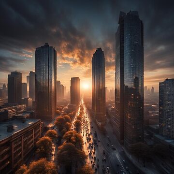 Artwork thumbnail, City at Sunset by LenCarol