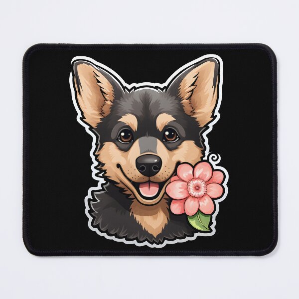 Item preview, German Shepherd with Flowers designed and sold by CUTEDOGGIEZ.