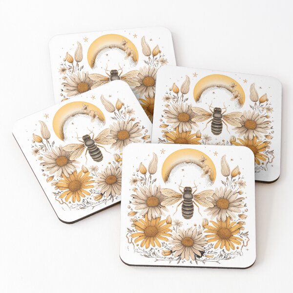 Item preview, A moonbee and daisies with a moon in the middle designed and sold by OpulentOrigins.