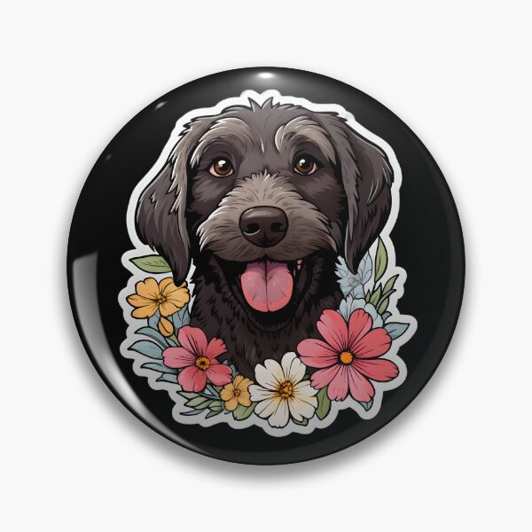 Item preview, German Wirehaired Pointer in Flowers designed and sold by CUTEDOGGIEZ.