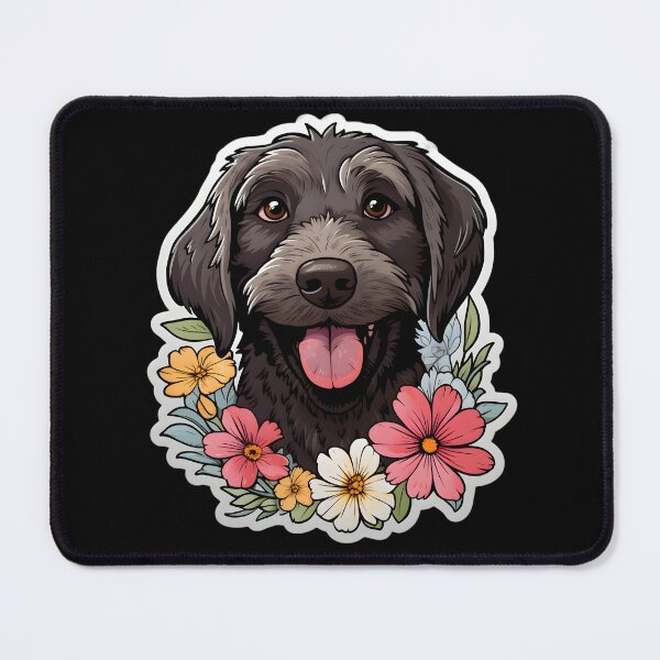 Item preview, German Wirehaired Pointer in Flowers designed and sold by CUTEDOGGIEZ.