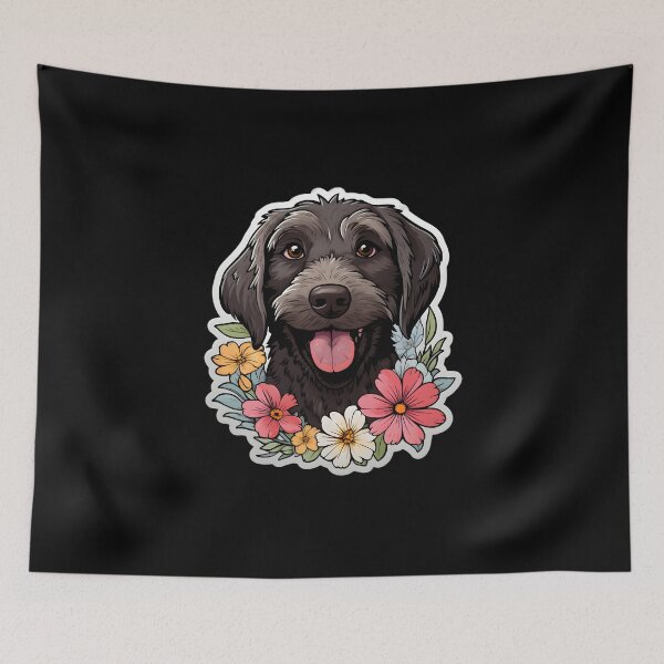 Item preview, German Wirehaired Pointer in Flowers designed and sold by CUTEDOGGIEZ.