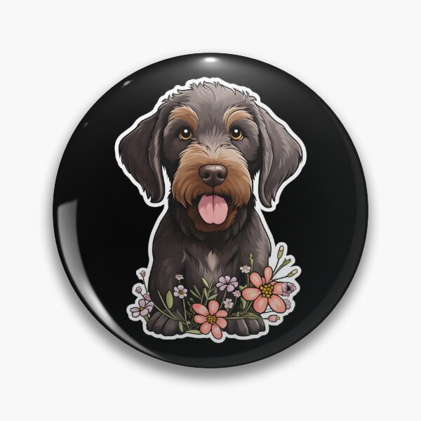Item preview, German Wirehaired Pointer with Flowers designed and sold by CUTEDOGGIEZ.
