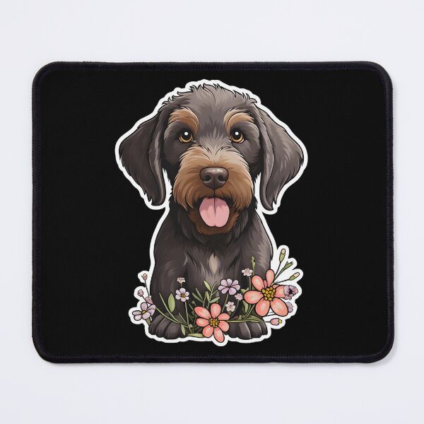 Item preview, German Wirehaired Pointer with Flowers designed and sold by CUTEDOGGIEZ.
