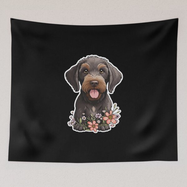 Item preview, German Wirehaired Pointer with Flowers designed and sold by CUTEDOGGIEZ.