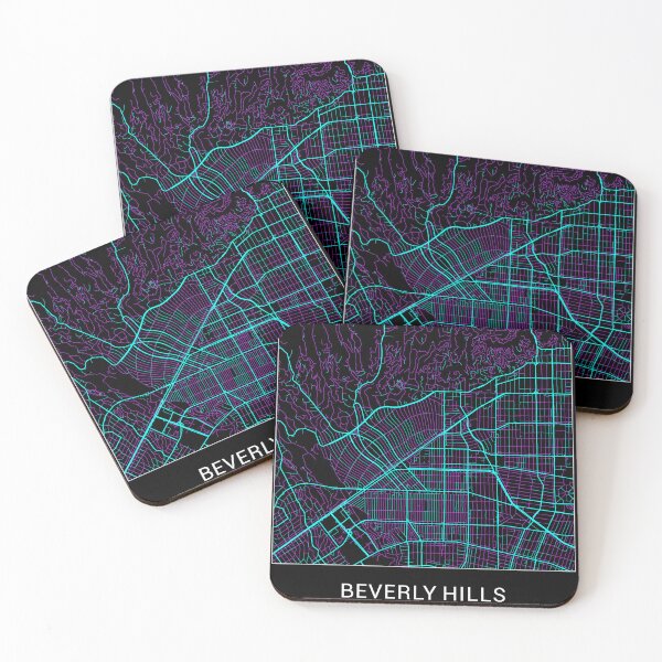 Item preview, Beverly Hills California Named City Map - Neon Fantasy designed and sold by StylishStacks.