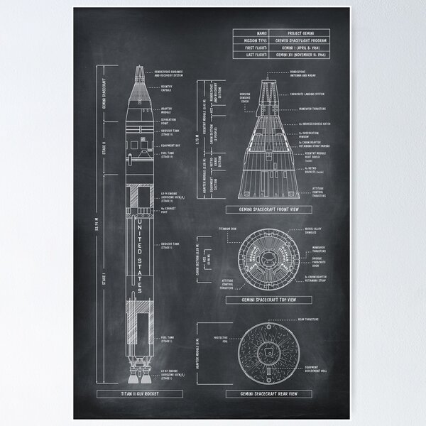 Item preview, Project Gemini - Crewed Spaceflight Program (Chalkboard. Vertical) designed and sold by BGALAXY.