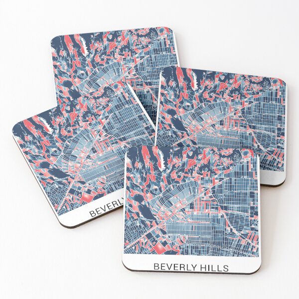Item preview, Beverly Hills California Named City Map - Red-Blue Duotone designed and sold by StylishStacks.