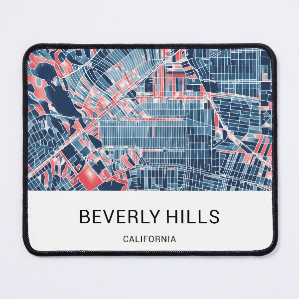 Item preview, Beverly Hills California Named City Map - Red-Blue Duotone designed and sold by StylishStacks.