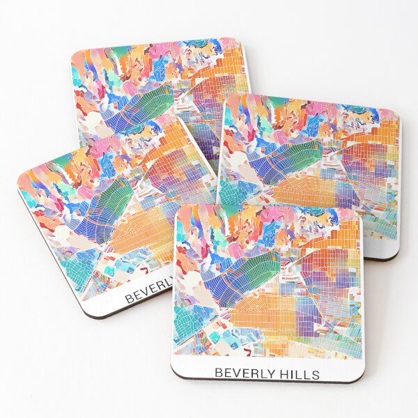 Item preview, Beverly Hills California Named City Map - Tropical Rainbow Scheme designed and sold by StylishStacks.