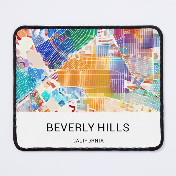 Item preview, Beverly Hills California Named City Map - Tropical Rainbow Scheme designed and sold by StylishStacks.