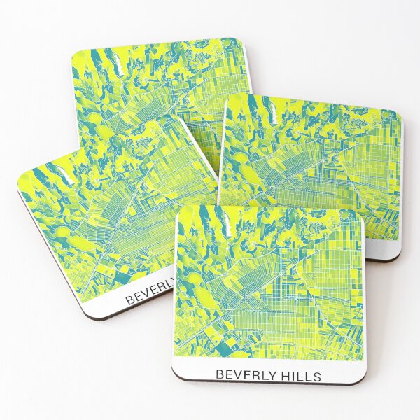 Item preview, Beverly Hills California Named City Map - Green-Yellow Duotone designed and sold by StylishStacks.