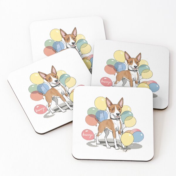 Item preview, Basenji Dog and Ballons designed and sold by GoodyPaws.