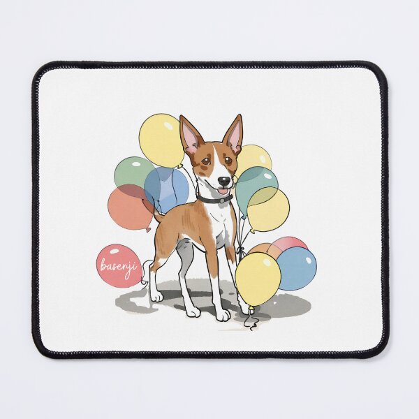 Item preview, Basenji Dog and Ballons designed and sold by GoodyPaws.
