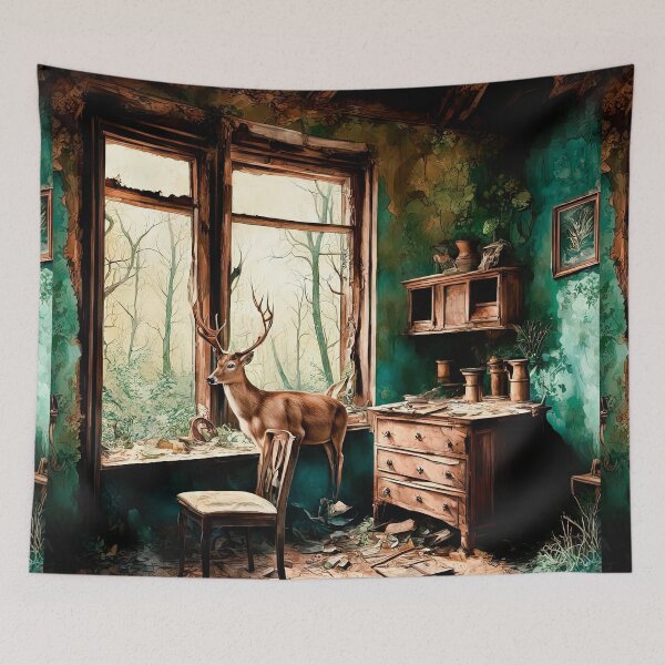 Item preview, Deer in an Abandoned House designed and sold by LanaGustavsson.