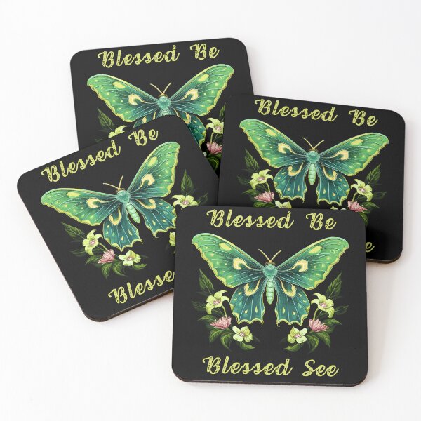 Item preview, Luna Moth With Flowers Blessed Be Classic Gothic Styled designed and sold by CosyTeal.