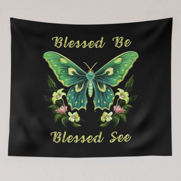 Item preview, Luna Moth With Flowers Blessed Be Classic Gothic Styled designed and sold by CosyTeal.