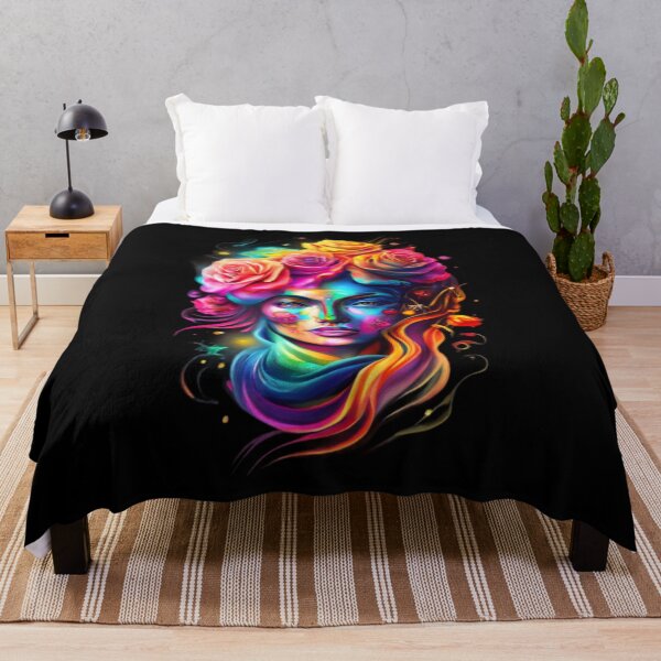 Item preview, Magical festive fabric of  Roses face in water paint  designed and sold by BlueGoldArt.