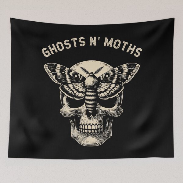 Item preview, Moth On A Skull Ghosts And Moths Retro Gothic Styled designed and sold by CosyTeal.