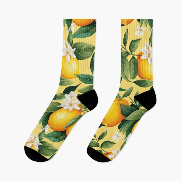 Item preview, lemons in tropical leaves pattern designed and sold by ptMaker.