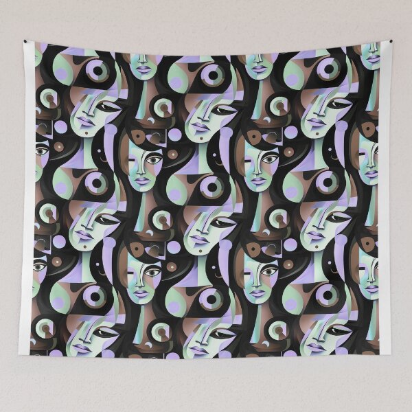 Item preview, Cubist woman	woman purple brown designed and sold by Alessandro Remo Mazzoni Remotextiles.