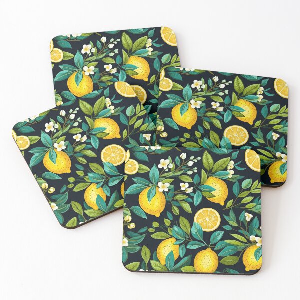 Item preview, lemons in tropical leaves pattern designed and sold by ptMaker.