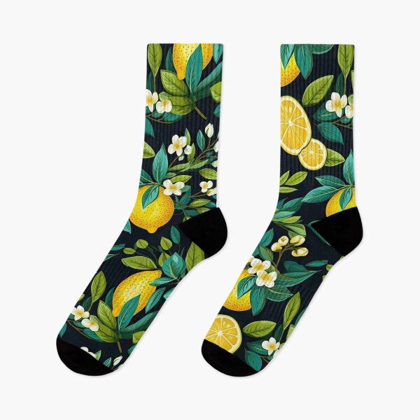 Item preview, lemons in tropical leaves pattern designed and sold by ptMaker.
