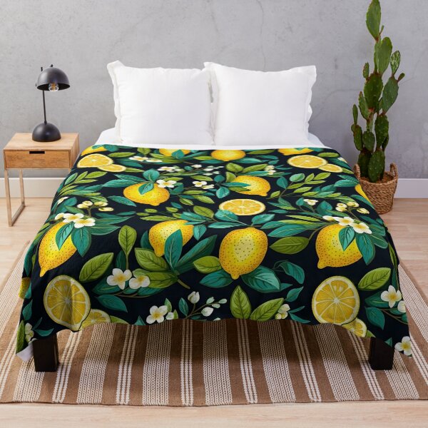 Item preview, lemons in tropical leaves pattern designed and sold by ptMaker.