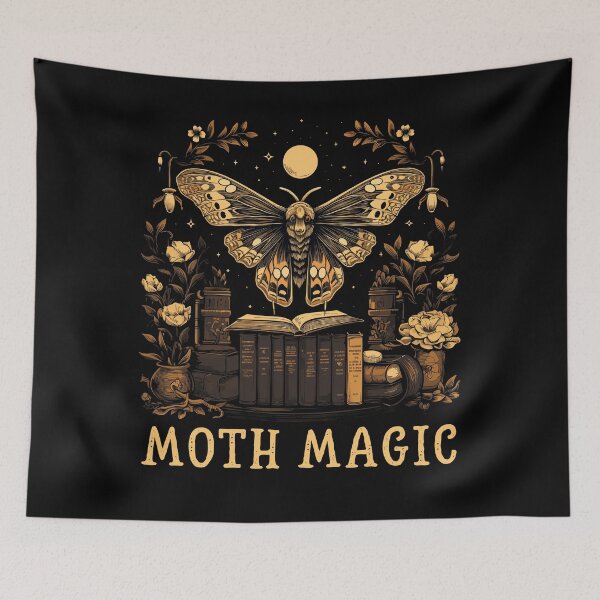 Item preview, Moth With Flowers And Books Moth Magic Gothic Styled designed and sold by CosyTeal.