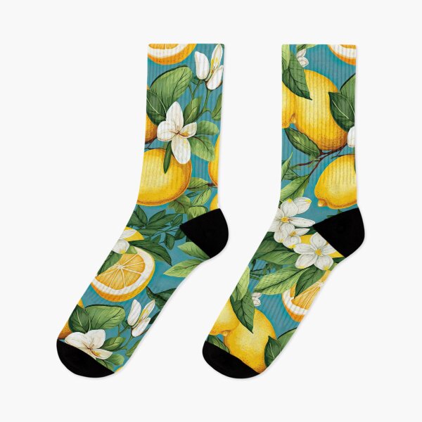 Item preview, lemons in tropical leaves pattern designed and sold by ptMaker.