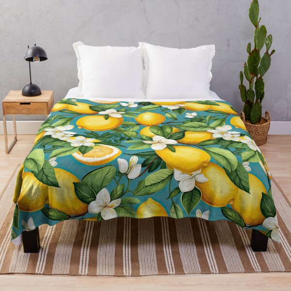 Item preview, lemons in tropical leaves pattern designed and sold by ptMaker.