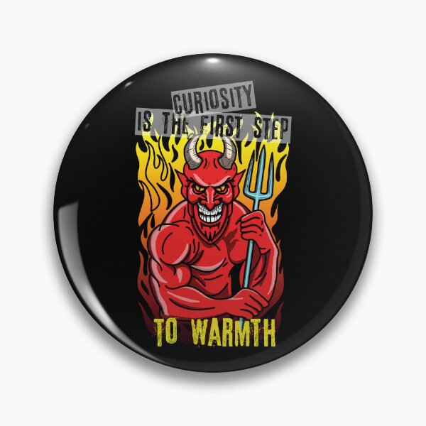 Item preview, Smiling devil with a pitchfork standing on fire designed and sold by HarridanCreates.