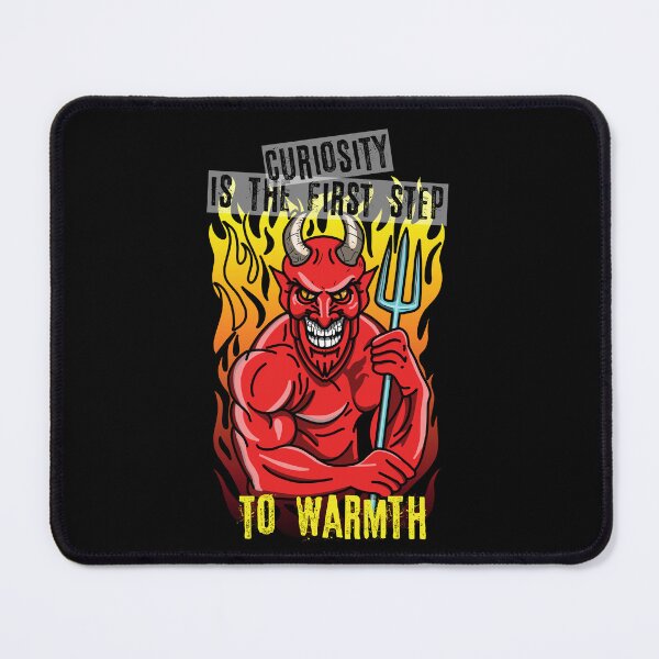 Item preview, Smiling devil with a pitchfork standing on fire designed and sold by HarridanCreates.