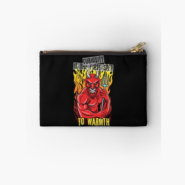 Item preview, Smiling devil with a pitchfork standing on fire designed and sold by HarridanCreates.