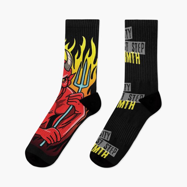 Item preview, Smiling devil with a pitchfork standing on fire designed and sold by HarridanCreates.