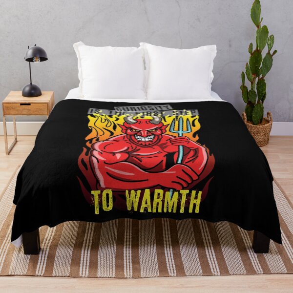 Item preview, Smiling devil with a pitchfork standing on fire designed and sold by HarridanCreates.